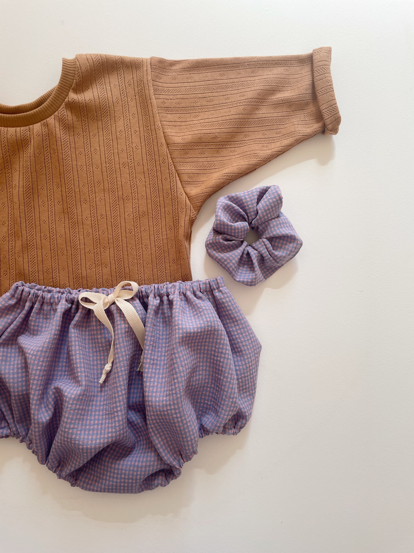 Joséphine, la blouse bébé et enfant (0-6 ans) "Jersey Pointoille Camel" Ma boutique