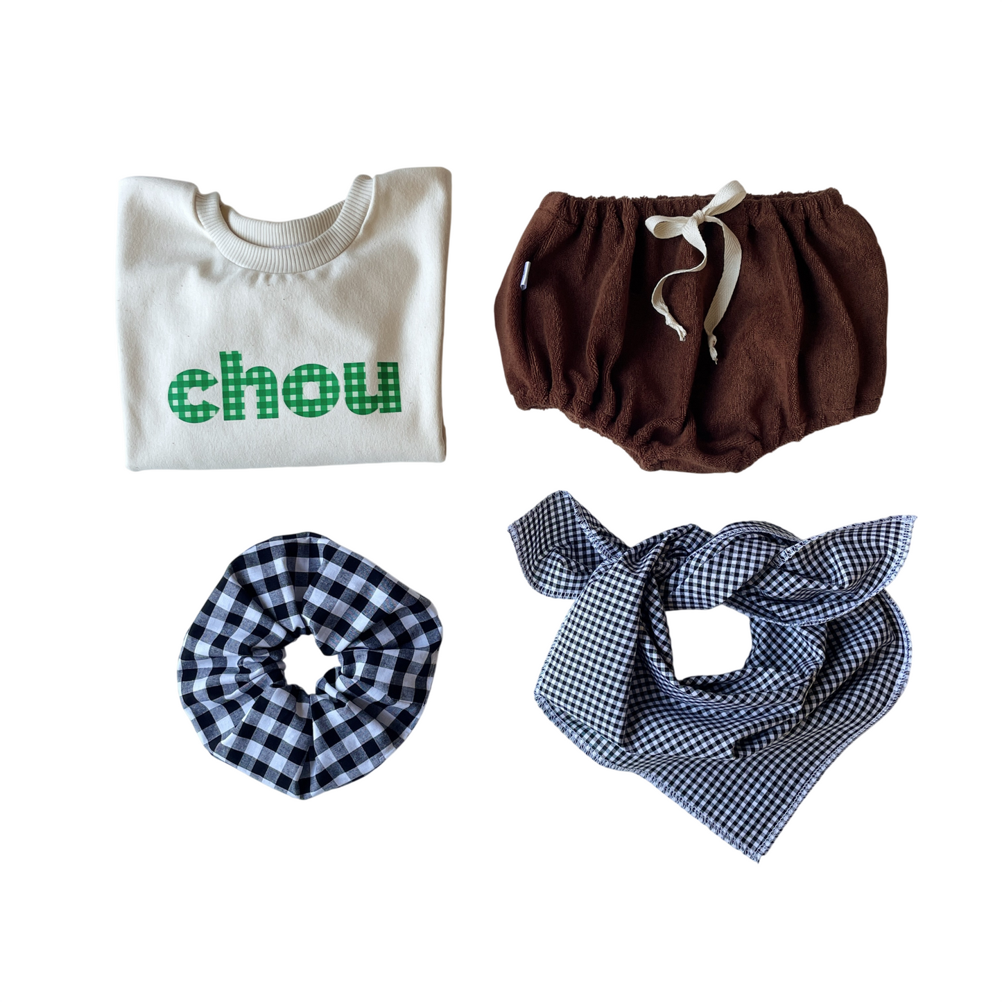 Charlie, le foulard bébé et enfant (0-6 ans) "vichy noir"