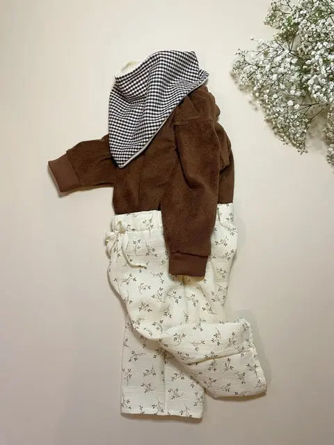 Marcel, le bavoir bandana bébé (0-2 ans) "vichy chocolat" MOUSSE ET COMPAGNIE