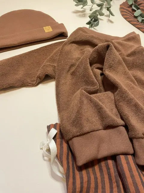Félix, le pantalon bébé et enfant (0-6 ans) "Rayé Marron Chocolat" Ma boutique