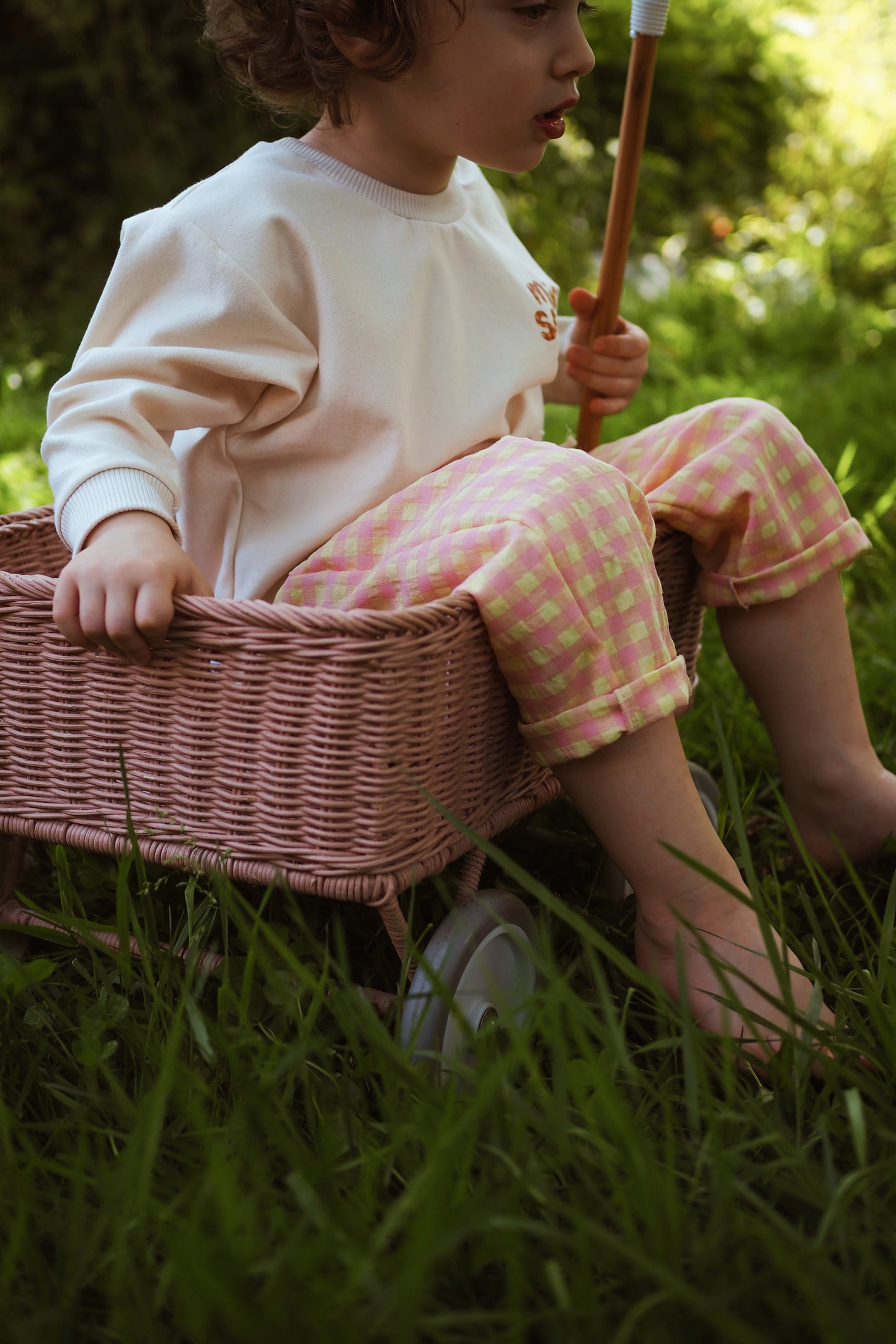 Félix, le pantalon bébé et enfant (0-6 ans) "Vichy Rose + Jaune"
