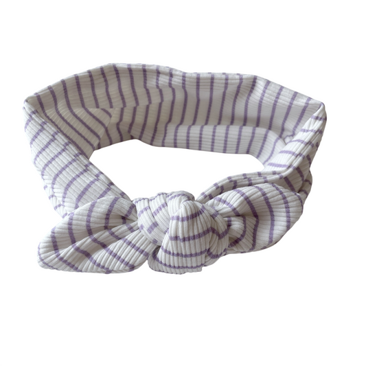 Ambroise, le bandeau bébé et enfant "Rayé Lilas" (6-12m)