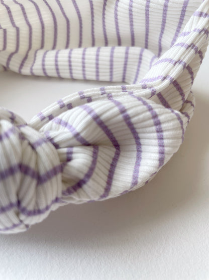 Ambroise, le bandeau bébé et enfant "Rayé Lilas" (6-12m)