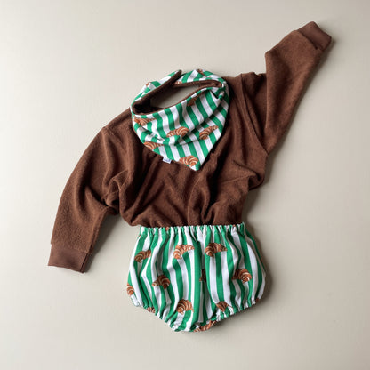 Marcel, le bavoir bandana bébé (0-2 ans) "Croissants Dimanche Matin" MOUSSE ET COMPAGNIE