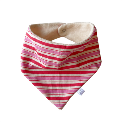 Marcel, le bavoir bandana bébé (0-2 ans) "Rayé Rose Rouge"