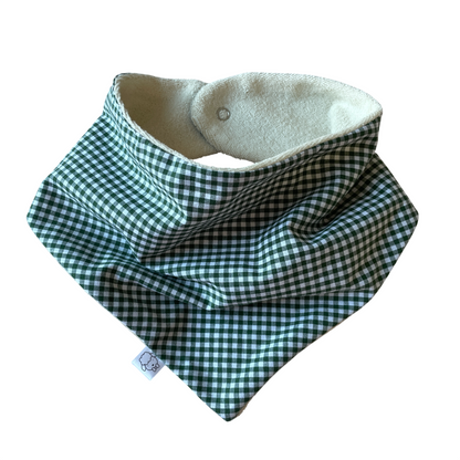 Marcel, le bavoir bandana bébé (0-2 ans) "vichy vert forêt"