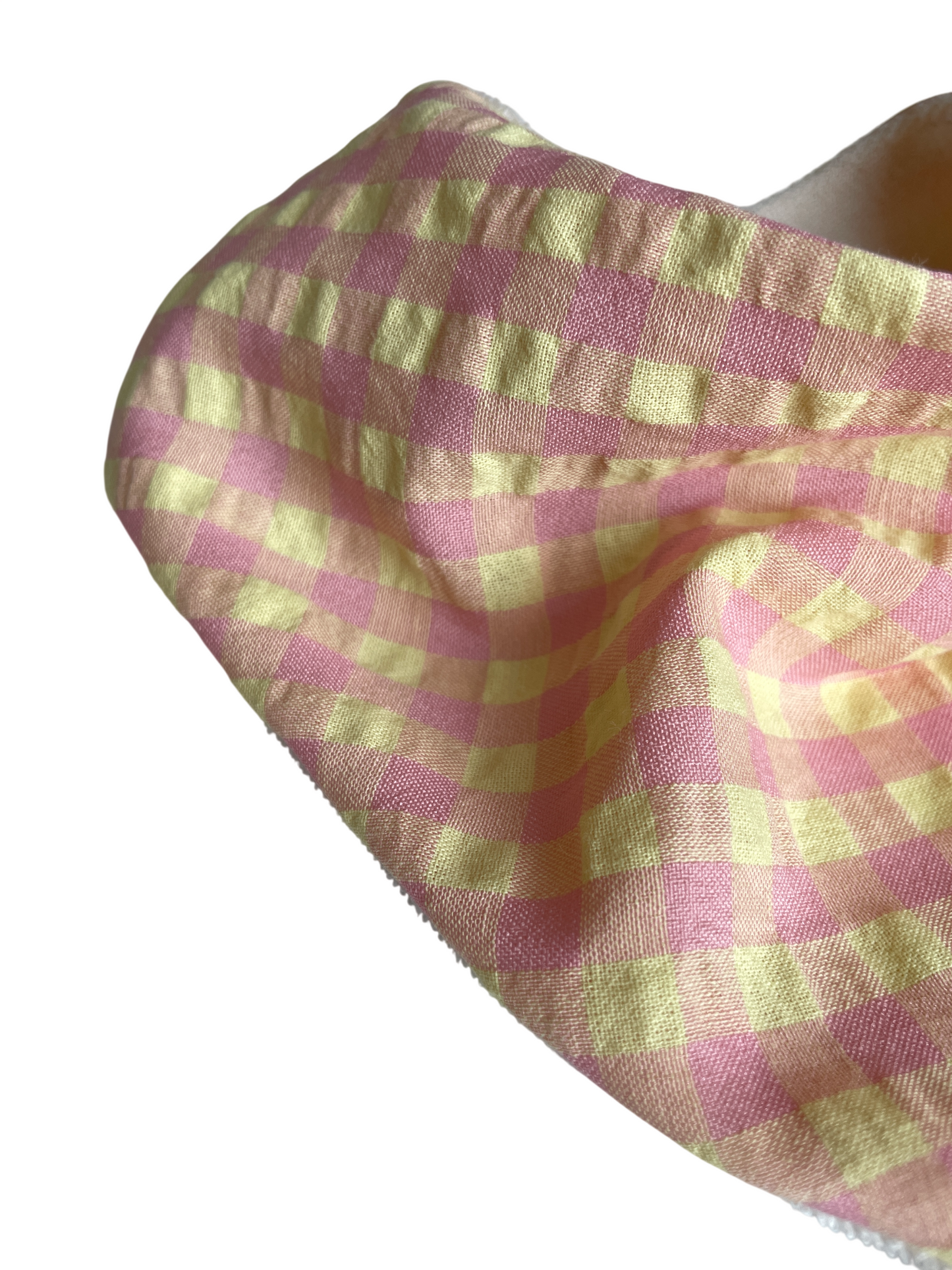 Marcel, le bavoir bandana bébé (0-2 ans) "Vichy Rose + Jaune"