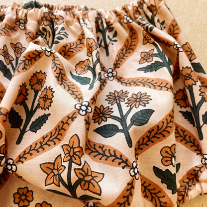 Capucine, la culotte bouffante bébé et enfant (0-4 ans) "blockprint fleuri" Ma boutique