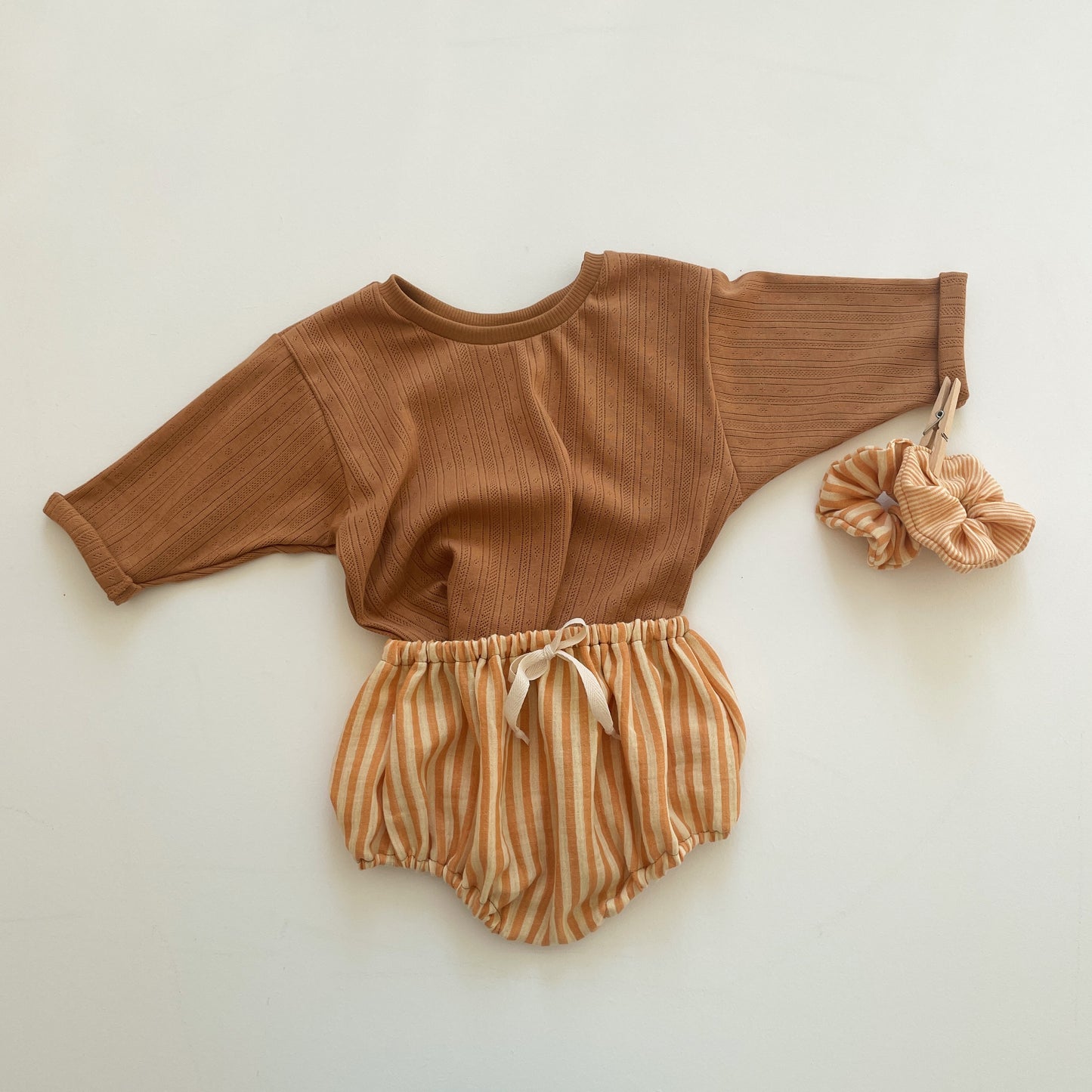 Joséphine, la blouse bébé et enfant (0-6 ans) "Jersey Pointoille Camel" Ma boutique