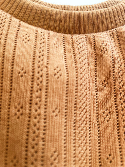 Joséphine, la blouse bébé et enfant (0-6 ans) "Jersey Pointoille Camel" Ma boutique