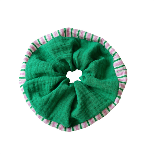 Le maxi chouchou bi-goût vert+rayé rose - PIÈCE UNIQUE