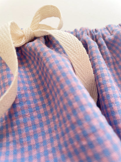 Capucine, la culotte bouffante bébé et enfant (0-4 ans) "Vichy Bleu + Rose" Ma boutique