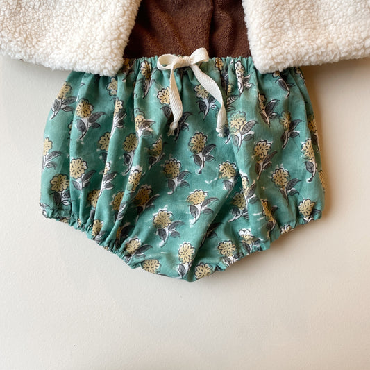 Capucine, la culotte bouffante bébé et enfant (0-4 ans) "Indien Block Print Vert" Ma boutique