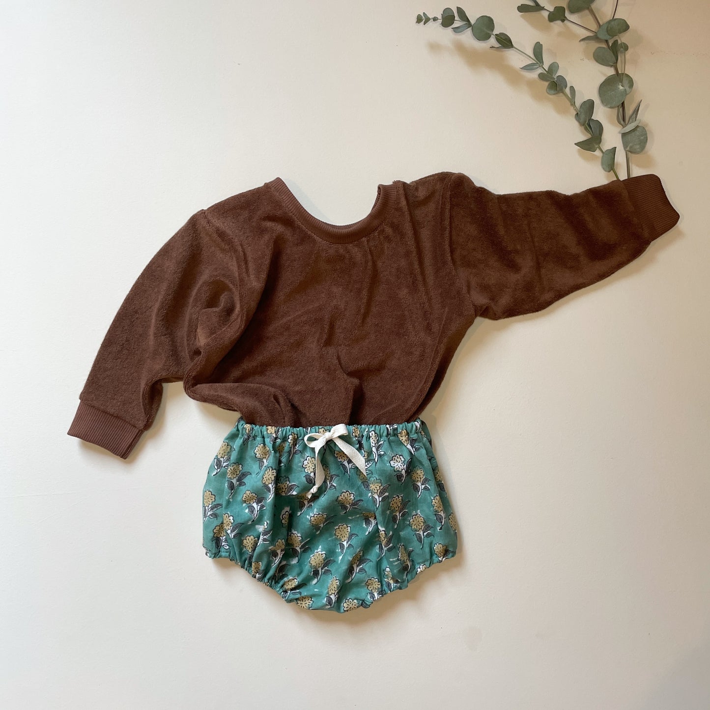 Capucine, la culotte bouffante bébé et enfant (0-4 ans) "Indien Block Print Vert" Ma boutique