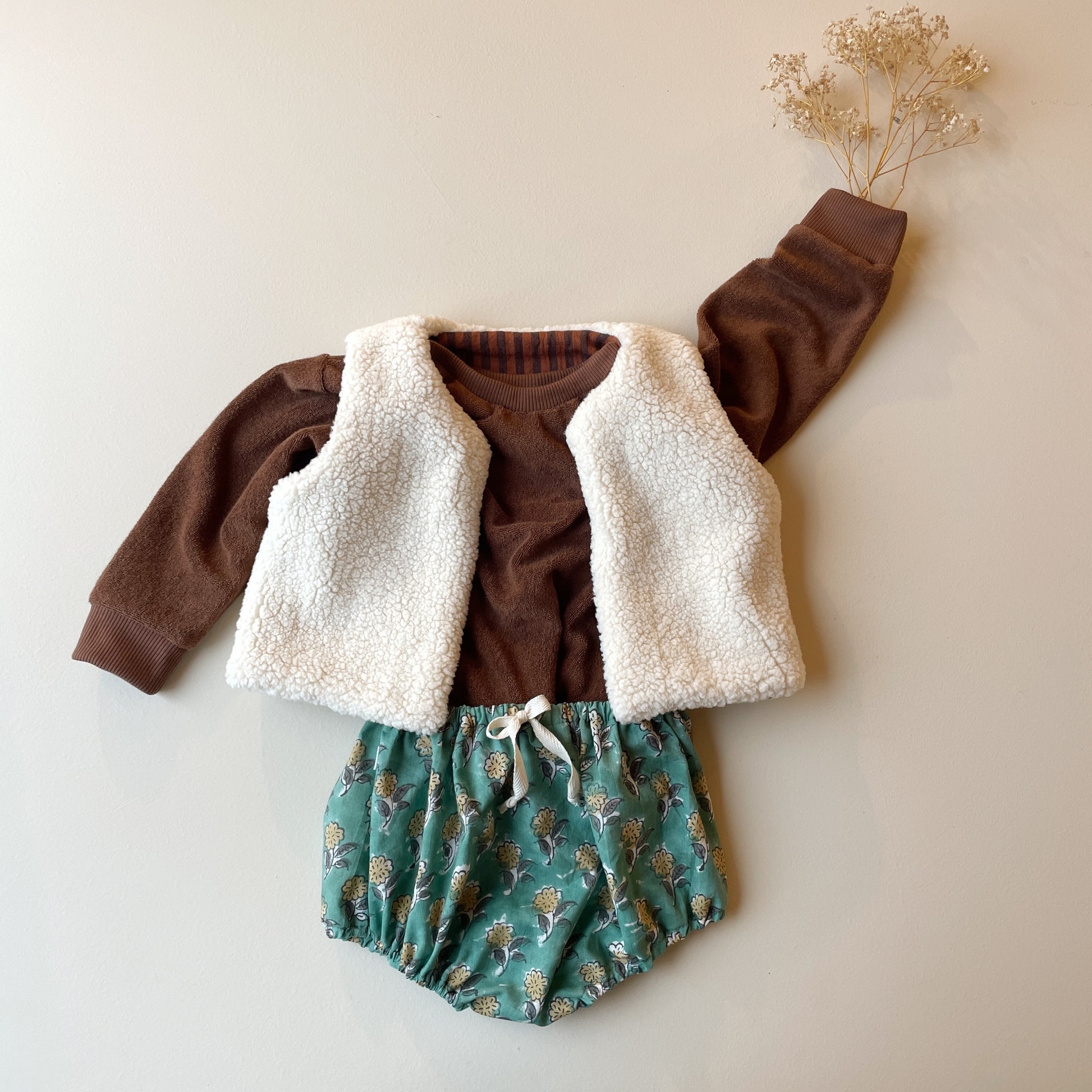 Capucine, la culotte bouffante bébé et enfant (0-4 ans) "Indien Block Print Vert" Ma boutique