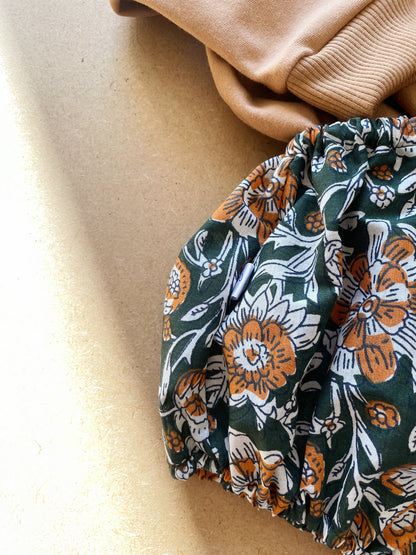 Capucine, la culotte bouffante bébé et enfant (0-4 ans) "blockprint vert" Ma boutique