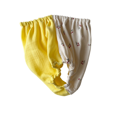 Capucine, la culotte bouffante "bi-goût jaune+cerises" (18-24m) - PIÈCE UNIQUE