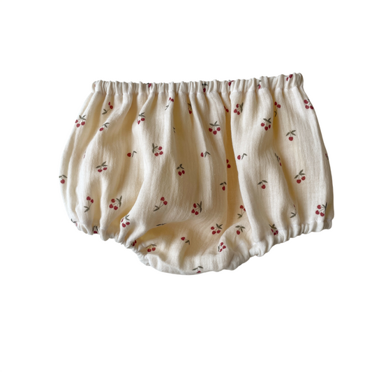 Capucine, la culotte bouffante "bi-goût jaune+cerises" (18-24m) - PIÈCE UNIQUE