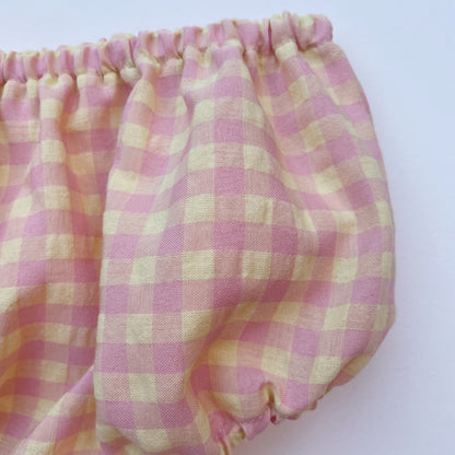 Capucine, la culotte bouffante bébé et enfant (0-4 ans) "Vichy Rose + Jaune"