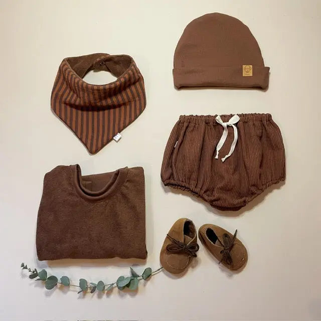 Capucine, la culotte bouffante bébé et enfant (0-4 ans) "Rayé Marron Chocolat" Ma boutique