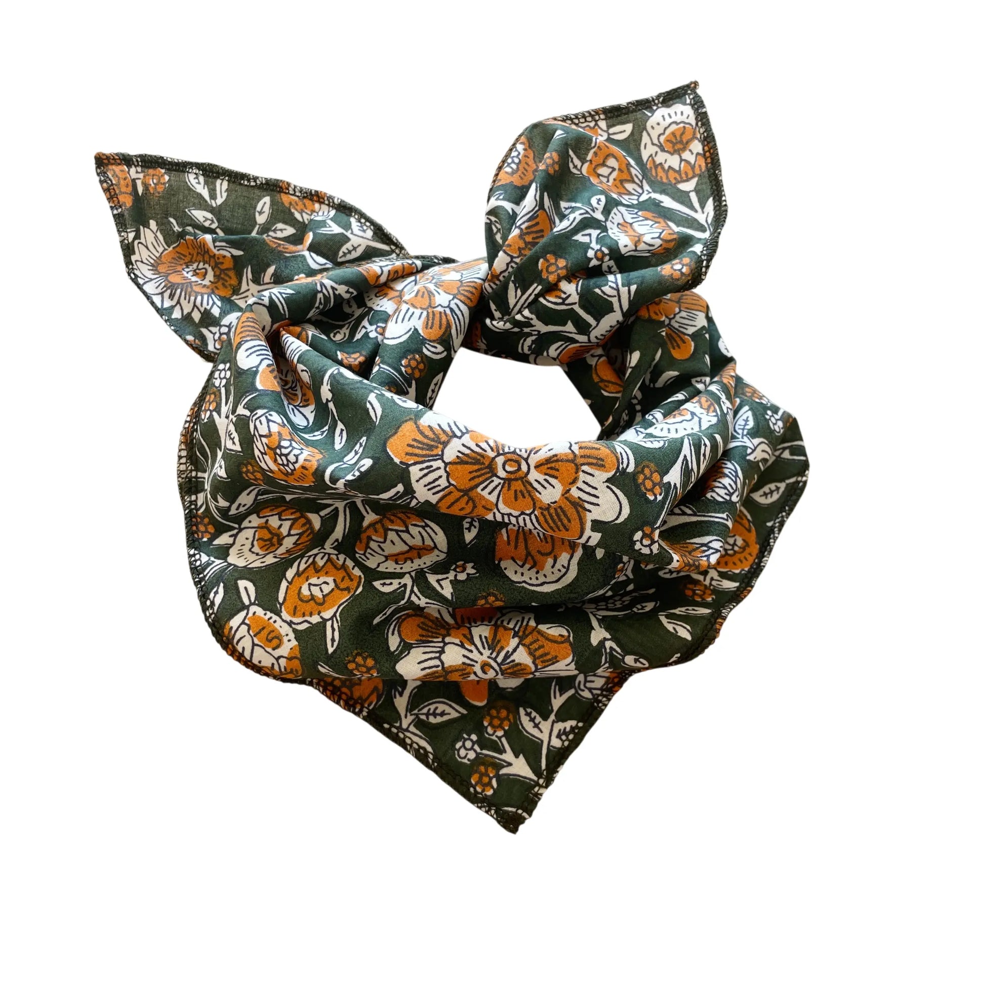 Foualard bébé et enfant (0-6 ans) "blockprint vert" MOUSSE ET COMPAGNIE