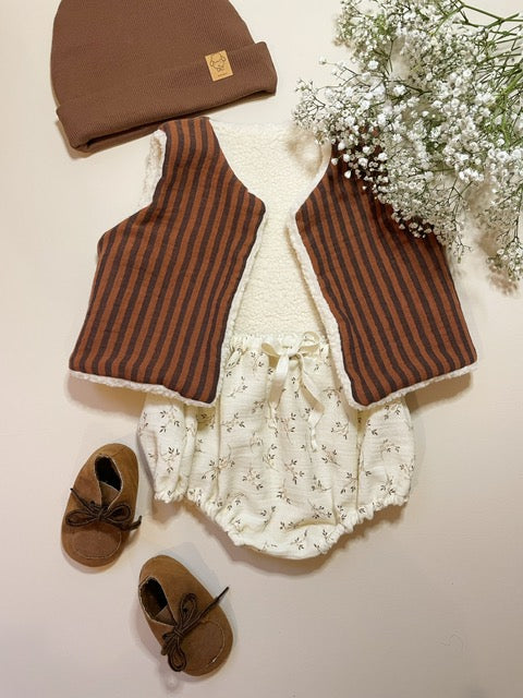 AIMÉ, le gilet sans manches bébé et enfant (0-6 ans) "MOTIF INTEMPOREL AU CHOIX" Ma boutique