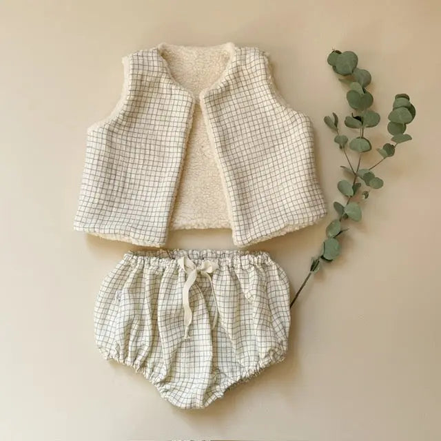 AIMÉ, le gilet sans manches bébé et enfant (0-6 ans) "MOTIF INTEMPOREL AU CHOIX" Ma boutique