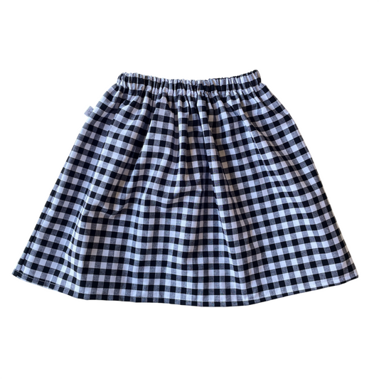 Louise, la jupe enfant (3-12 ans) "Vichy Noir"