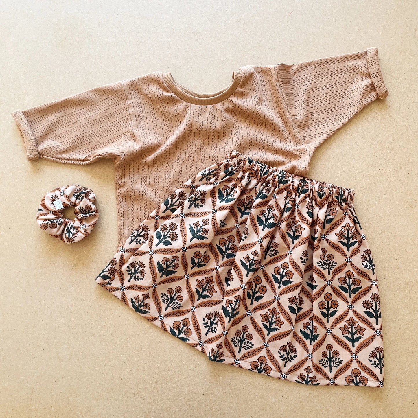 Louise, la jupe enfant (3-12 ans) "blockprint fleuri" Ma boutique
