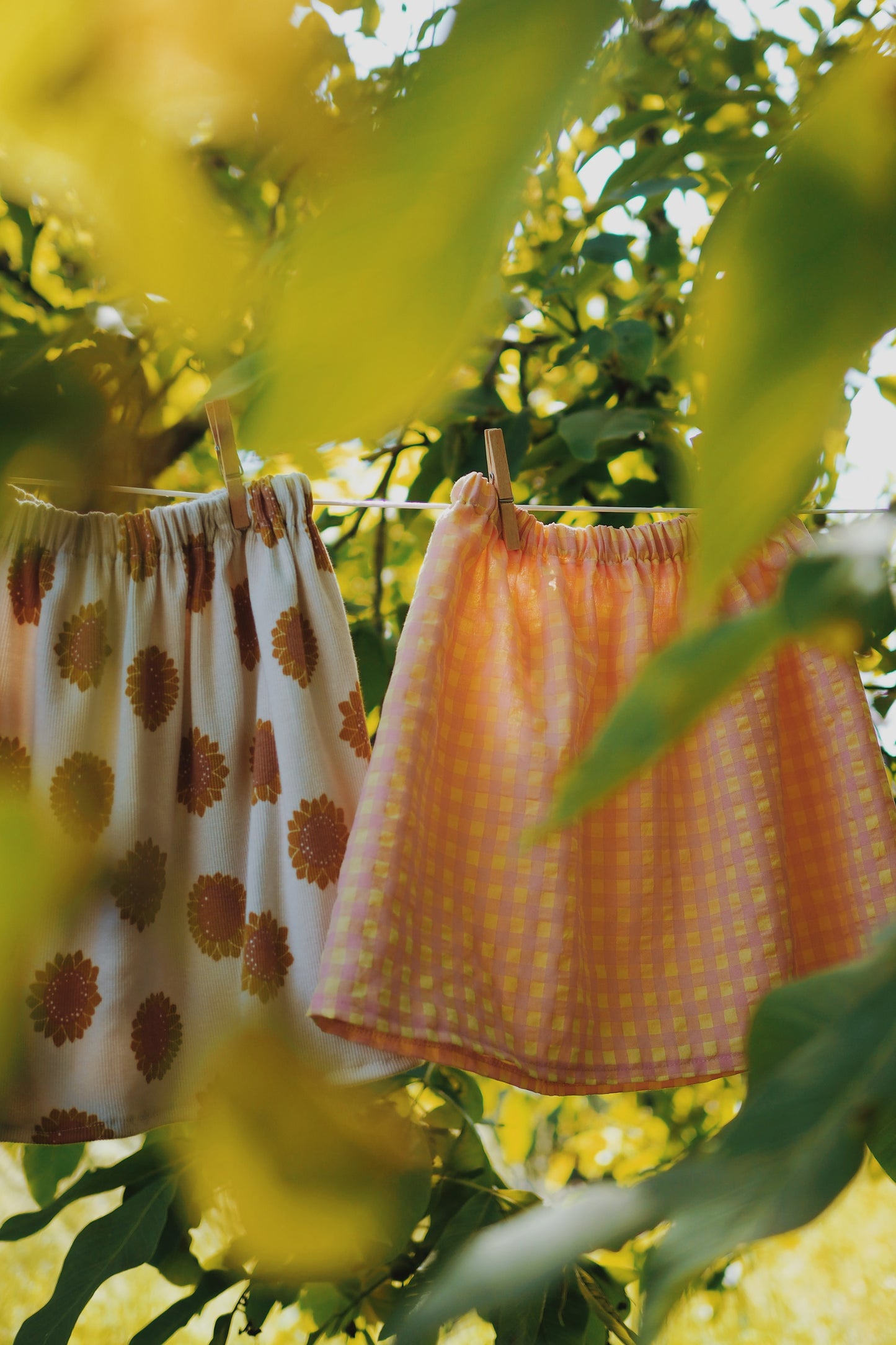 Louise, la jupe enfant (3-12 ans) "Vichy Rose + Jaune"