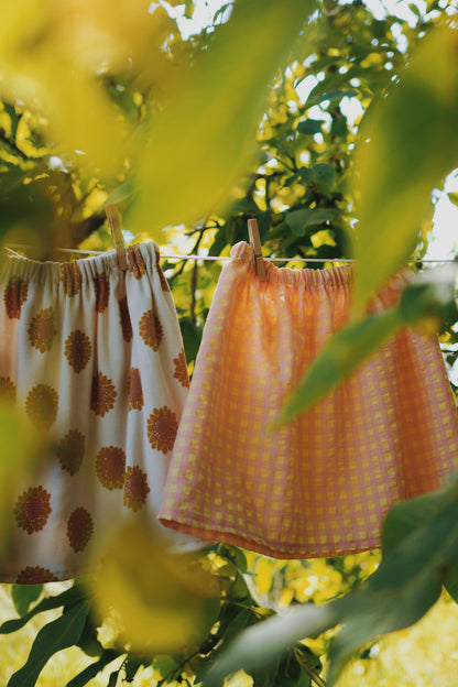 Louise, la jupe enfant (3-12 ans) "Vichy Rose + Jaune"