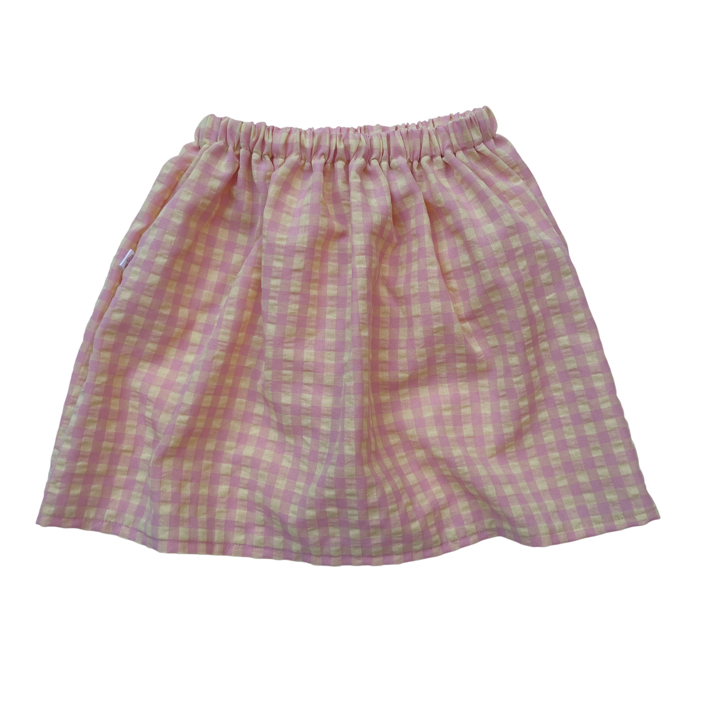 Louise, la jupe enfant (3-12 ans) "Vichy Rose + Jaune"