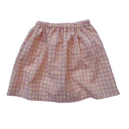 Louise, la jupe enfant (3-12 ans) "Vichy Rose + Jaune"