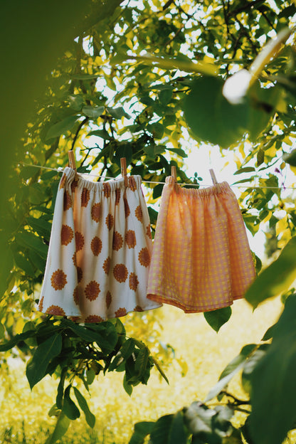 Louise, la jupe enfant (3-12 ans) "Vichy Rose + Jaune"