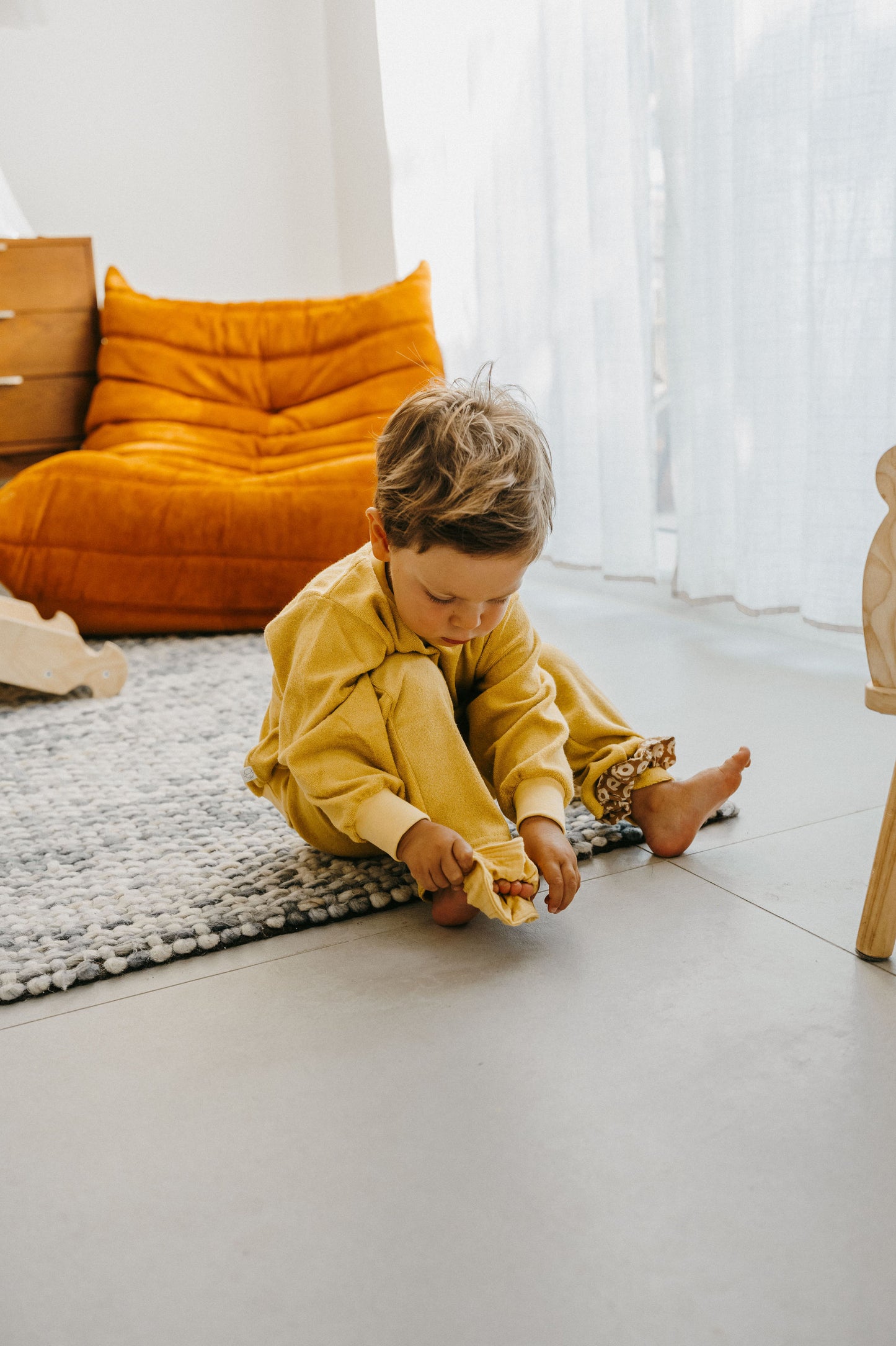CHARLIE, le set pantalon éponge "miel"