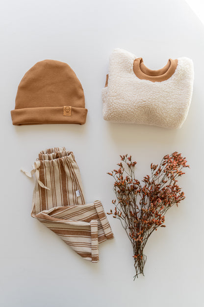 Félix, le pantalon bébé et enfant (0-6 ans) "Rayé beige"