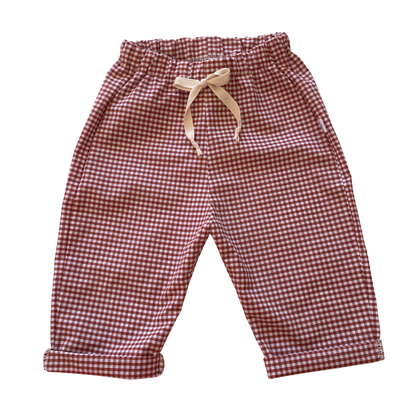 Félix, le pantalon bébé et enfant  (0-6 ans) "Vichy Rouge Framboise"