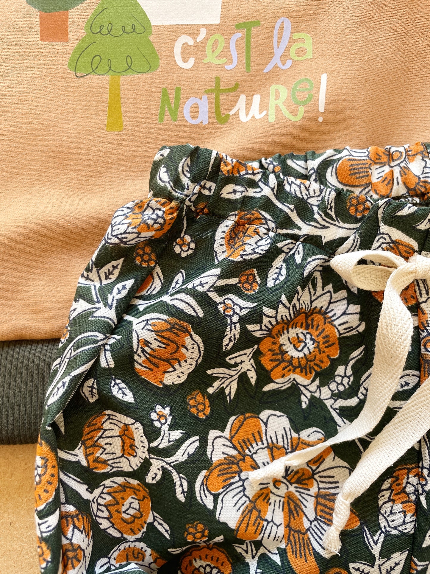 Félix, le pantalon bébé et enfant (0-6 ans) "blockprint vert" Ma boutique