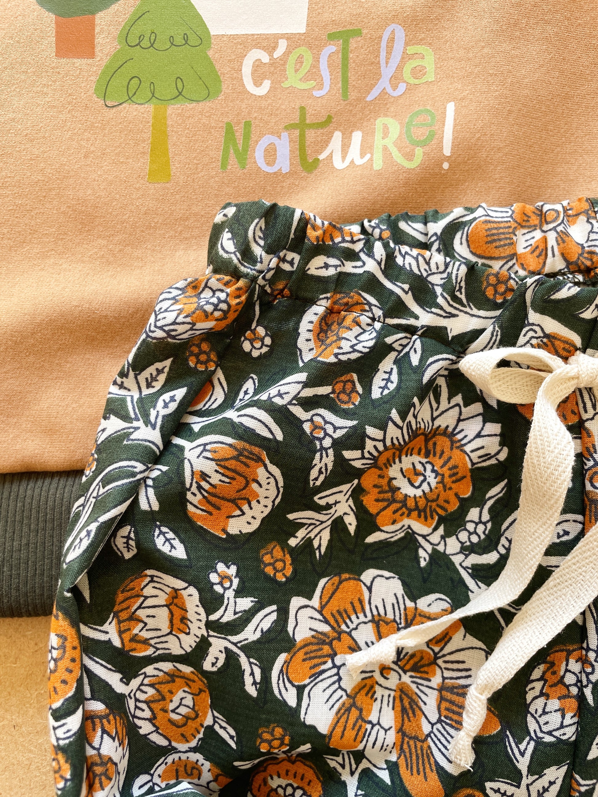 Félix, le pantalon bébé et enfant (0-6 ans) "blockprint vert" Ma boutique