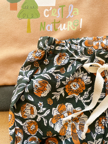 Félix, le pantalon bébé et enfant (0-6 ans) "blockprint vert" Ma boutique