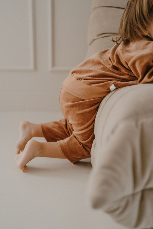 Félix, le pantalon bébé et enfant (0-4 ans) "Rayé Marron Chocolat" Ma boutique