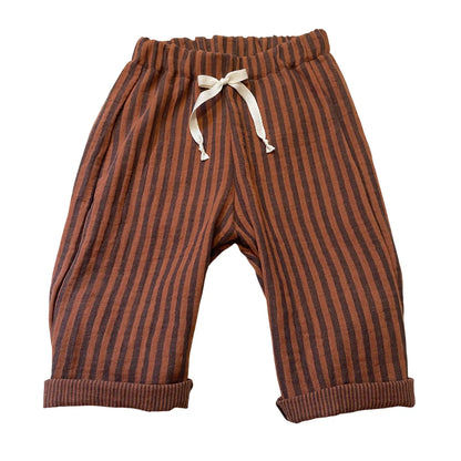 Félix, le pantalon bébé et enfant (0-6 ans) "Rayé Marron Chocolat" Ma boutique