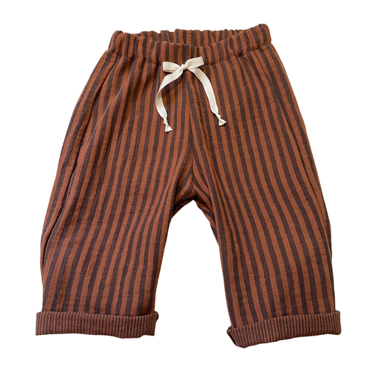Félix, le pantalon bébé et enfant (0-4 ans) "Rayé Marron Chocolat" Ma boutique