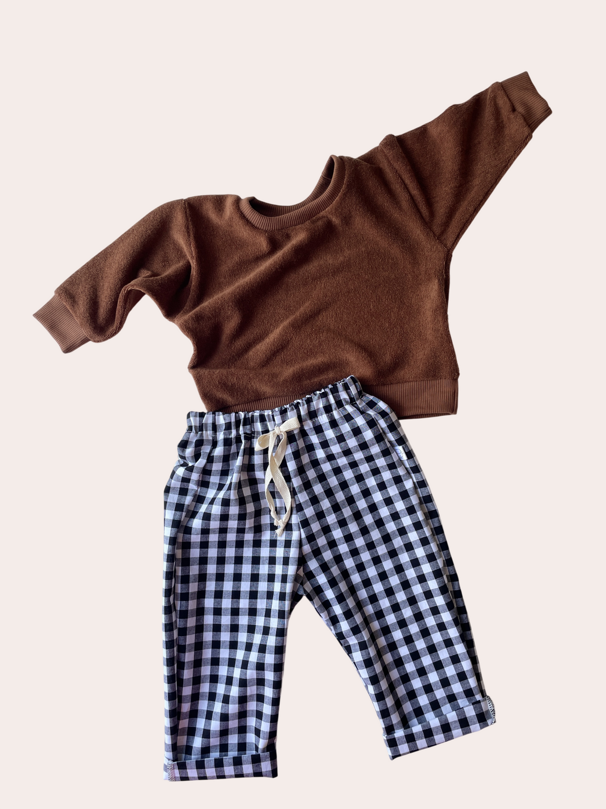 Félix, le pantalon bébé et enfant  (0-6 ans) "gros vichy noir"