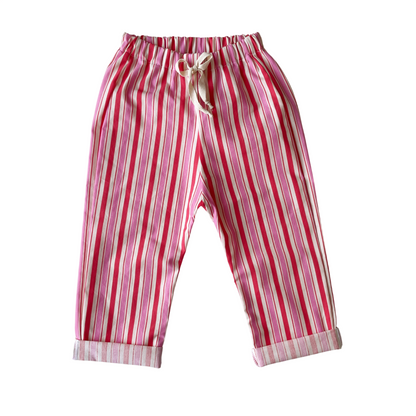 Félix, le pantalon bébé et enfant  (0-6 ans) "Rayé Rose Rouge"