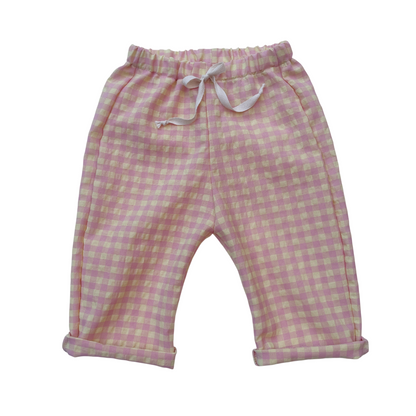 Félix, le pantalon bébé et enfant (0-6 ans) "Vichy Rose + Jaune"