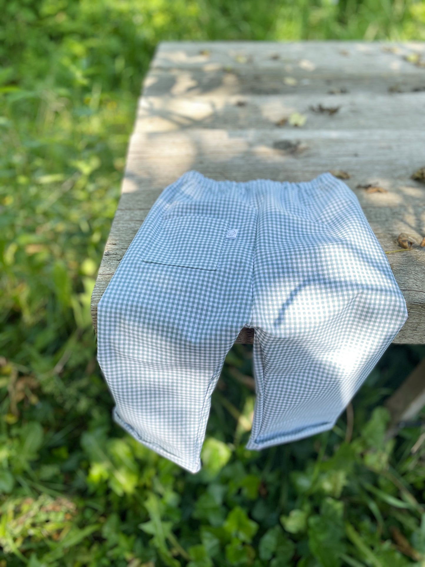 Félix, le pantalon bébé et enfant  (0-6 ans) "Vichy Vert d'eau"