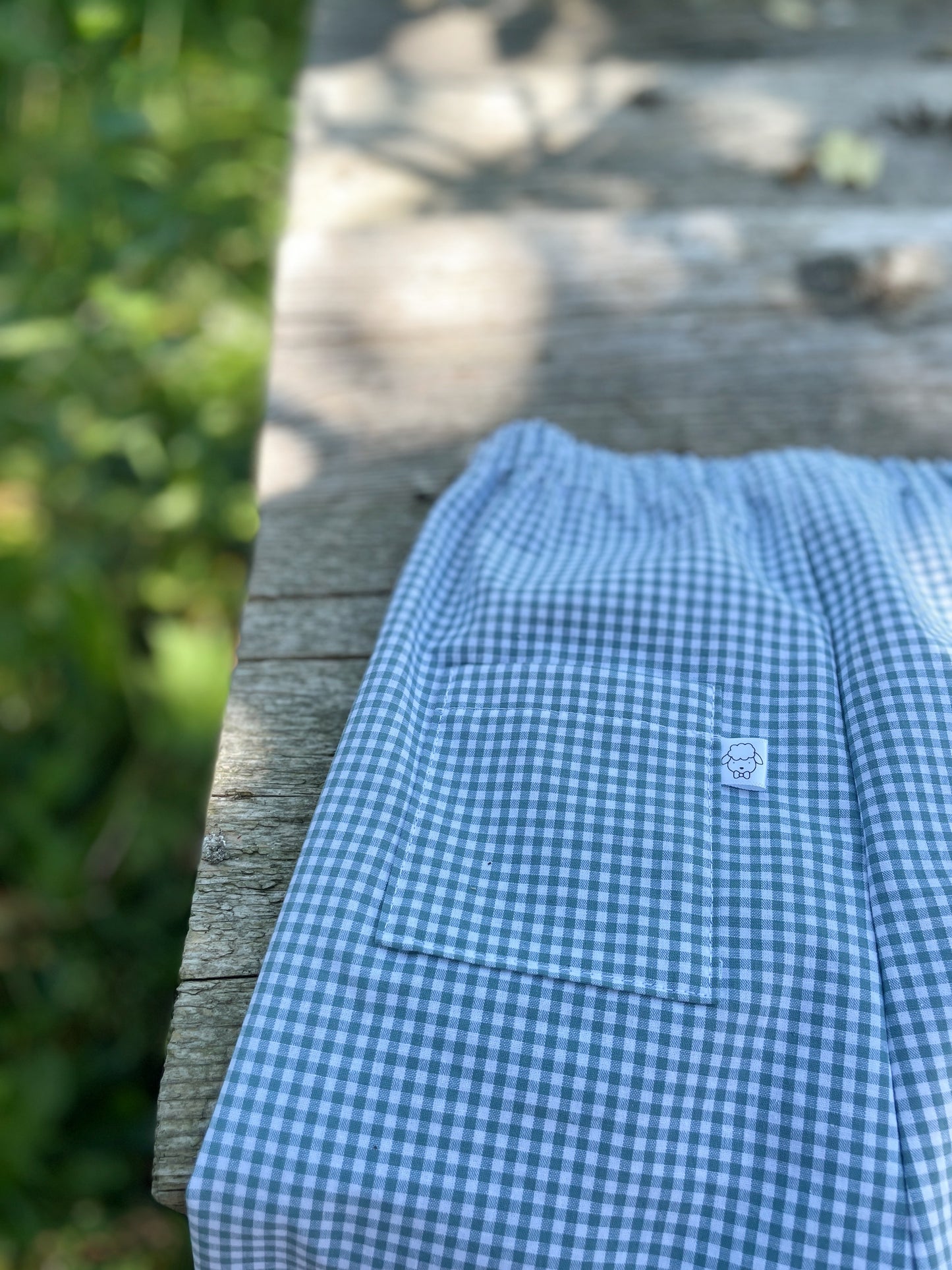 Félix, le pantalon bébé et enfant  (0-6 ans) "Vichy Vert d'eau"