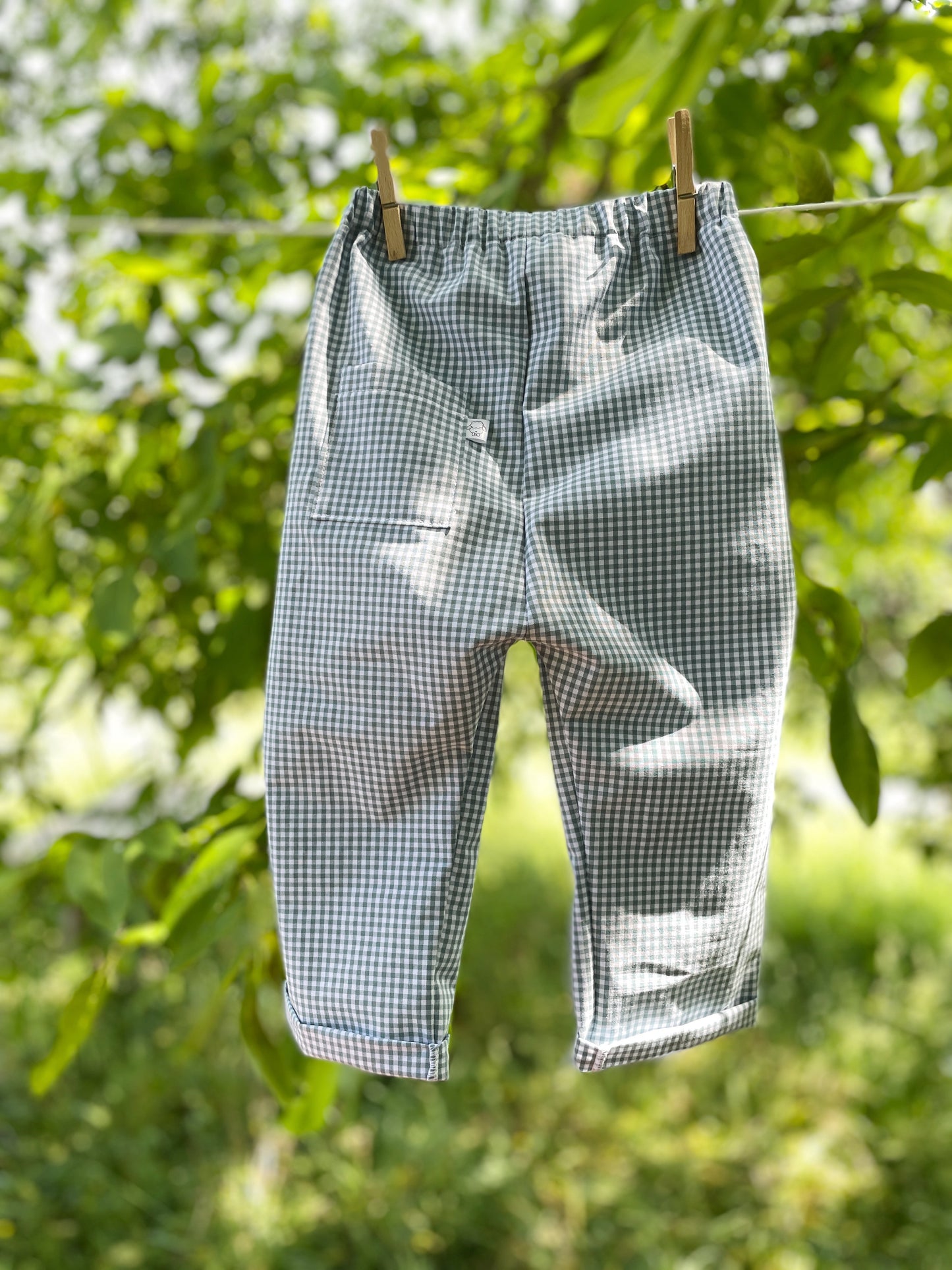 Félix, le pantalon bébé et enfant  (0-6 ans) "Vichy Vert d'eau"
