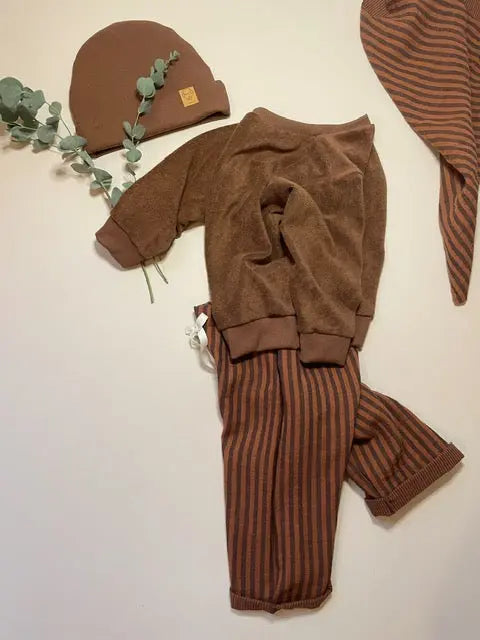 Félix, le pantalon bébé et enfant (0-6 ans) "Rayé Marron Chocolat" Ma boutique